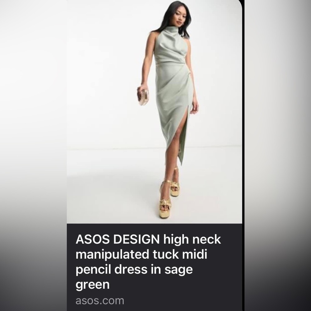 ASOS Sage Green high neck Size 12 dress